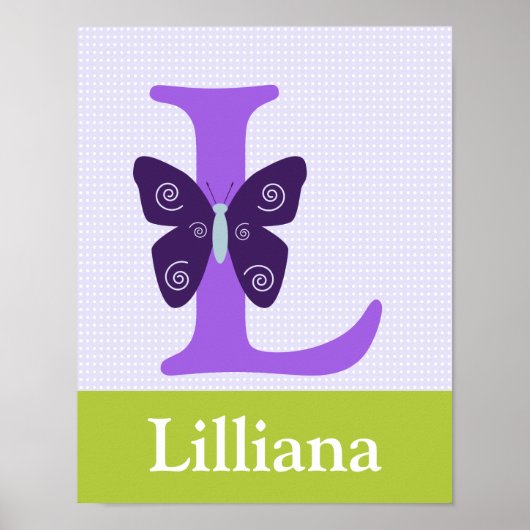 Schitterend Initiaal met vlinderletters voor kunst Poster (Voorkant)