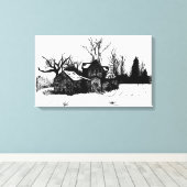 Schitterend inktschilderschilderij canvas afdruk (Insitu (Houten vloer))