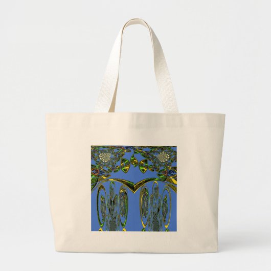 Schitterend Iridescent bluezelontwerp Grote Tote Bag (Voorkant)