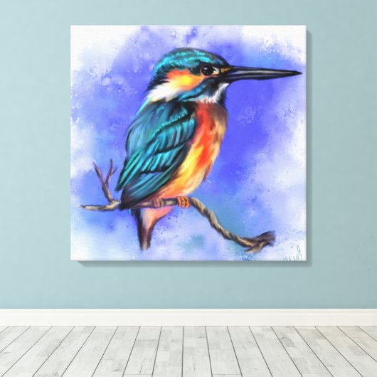 Schitterend Kingfisher Bird Painvas Afdrukken (Insitu (Houten vloer))