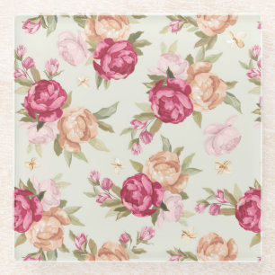 Schitterend kleurenpony-patroon op groen glazen onderzetter