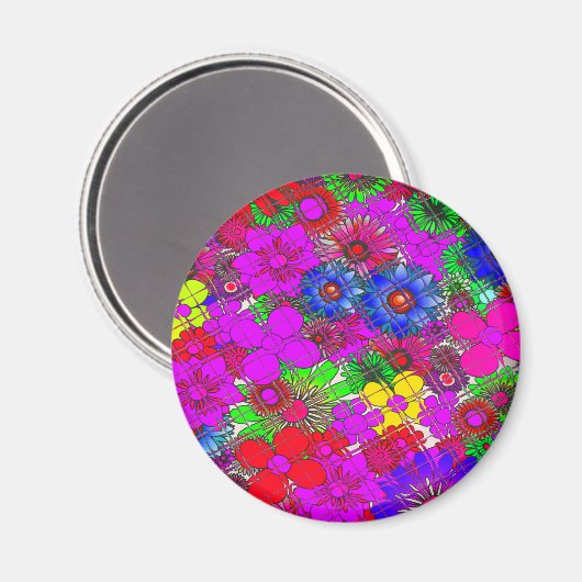 Schitterend kleurrijk, geweldig bloemetjesvormig o magneet (Voorkant / Achterkant)