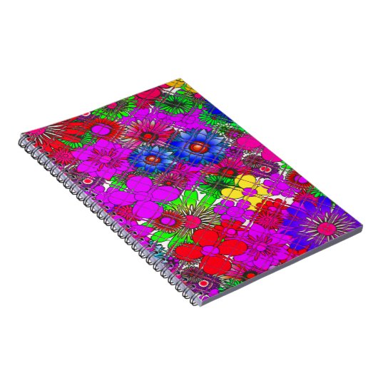 Schitterend kleurrijk, geweldig bloemetjesvormig o notitieboek (Rechterzijde)