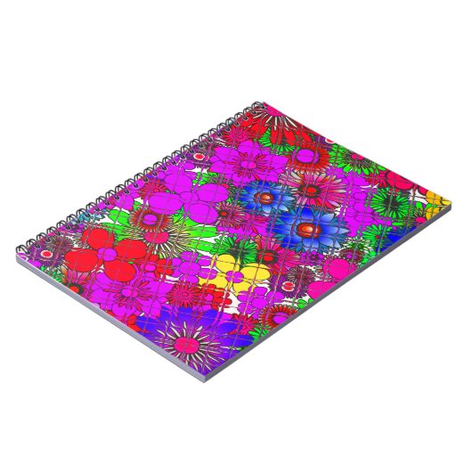 Schitterend kleurrijk, geweldig bloemetjesvormig o notitieboek (Linkerzijde)