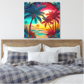 Schitterend kleurrijk strandstrand canvas afdruk (Insitu (Slaapkamer))