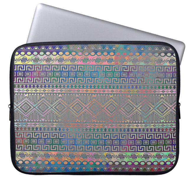 Schitterend, koel en kleurrijk Aztec geometrisch p Laptop Sleeve (Voorkant)