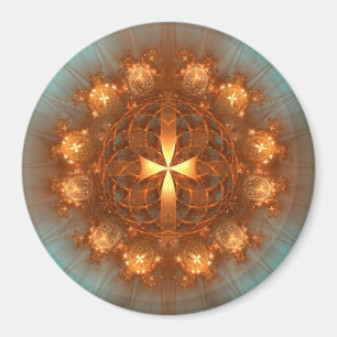 Schitterend Kruis Mandala Magneet