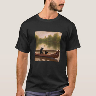 Schitterend kunstwerk twee katten in een boot die  t-shirt