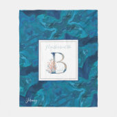 Schitterend kustgradiënt blauw koraalmonogram fleece deken (Voorkant)