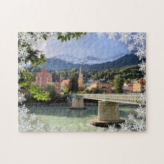 Schitterend landschap Foto Snowflake Overlay Puzzl Legpuzzel