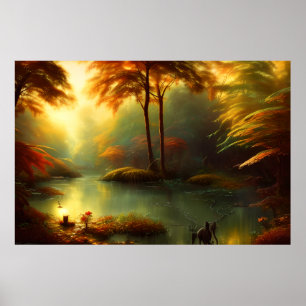 Schitterend landschap Golden najaar Poster