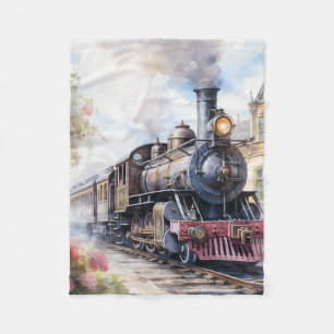 Schitterend landschap met een Victoriaanse trein Fleece Deken
