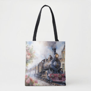 Schitterend landschap met een Victoriaanse trein Tote Bag