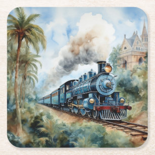 Schitterend landschap met een Victoriainse trein Kartonnen Onderzetters