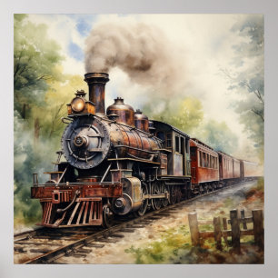 Schitterend landschap met een Victoriainse trein Poster