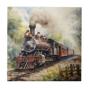 Schitterend landschap met een Victoriainse trein Tegeltje