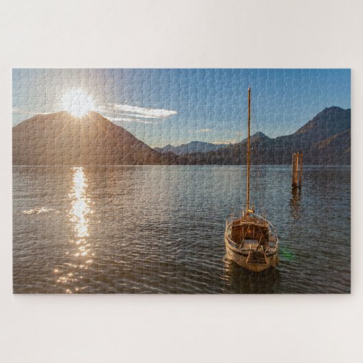 Schitterend landschap van het Comomeer met boot, I Legpuzzel (Horizontaal)