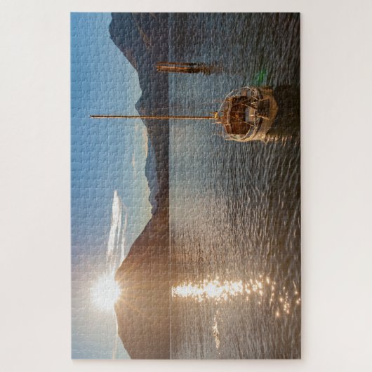 Schitterend landschap van het Comomeer met boot, I Legpuzzel (Verticaal)