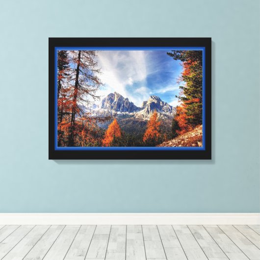 Schitterend landschapsschilderwerk in bergen canvas afdruk (Insitu (Houten vloer))