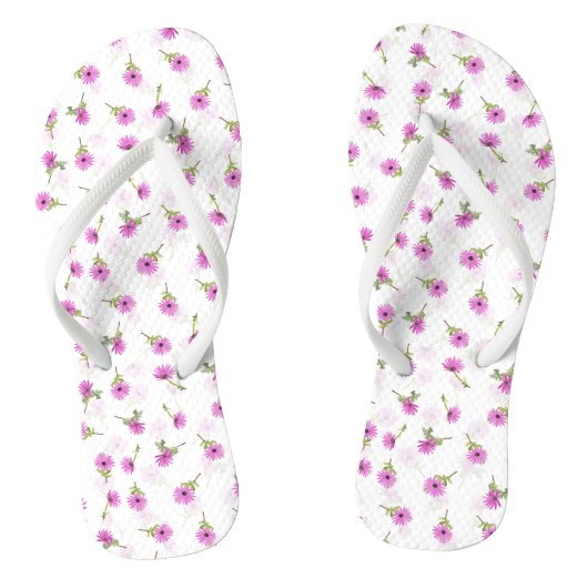 Schitterend lavender Paars Daisy Flower-ontwerp Teenslippers (Voetbed)