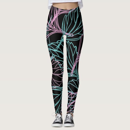 Schitterend Leaf-patroon Leggings (Voorkant)