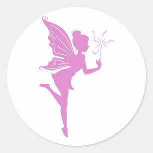 Schitterend meisje-fee-silhouet ronde sticker