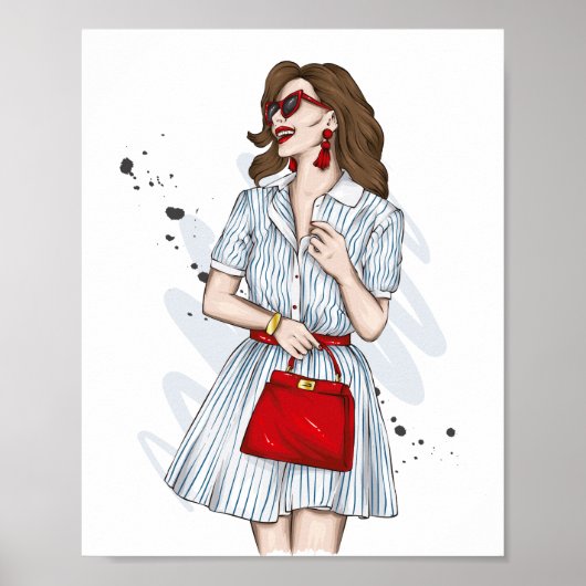 Schitterend meisje in stijlvolle kleren met mode a poster (Voorkant)