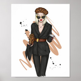 Schitterend meisje in stijlvolle kleren met mode a poster