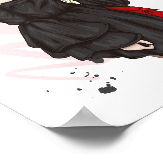 Schitterend meisje in stijlvolle kleren met mode a poster (Hoek)