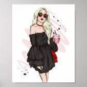 Schitterend meisje in stijlvolle kleren met mode a poster (Voorkant)