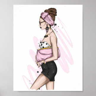 Schitterend meisje in stijlvolle kleren met mode a poster