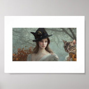 Schitterend meisje met een kattenkunst poster