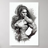 Schitterend meisje met gym dat haar spieren buigt poster (Voorkant)