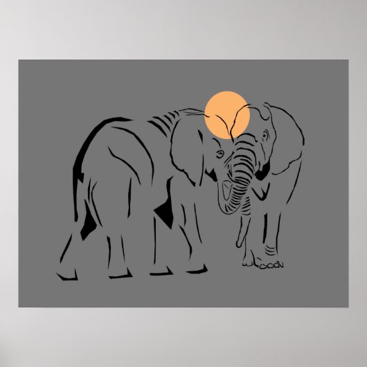 Schitterend minimalistisch olifant Poster (Voorkant)