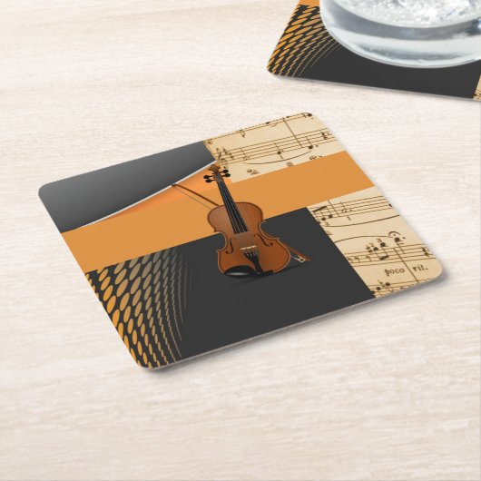 Schitterend muzikaal abstract vioolontwerp kartonnen onderzetters (Schuin)