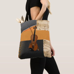 Schitterend muzikaal abstract vioolontwerp tote bag