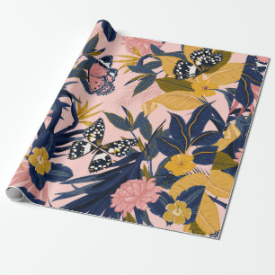 Schitterend naadloos artistiek zoet tropisch patro cadeaupapier