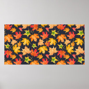 Schitterend naadloos herfstpatroon met waterverf poster