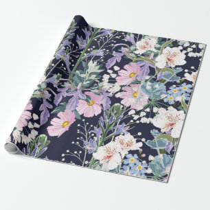 Schitterend naadloos lentepatroon met wilde bloem cadeaupapier