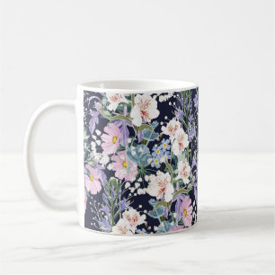 Schitterend naadloos lentepatroon met wilde bloem koffiemok