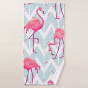 Schitterend naadloos tropisch patroon met roze fla badhanddoek