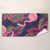 Schitterend naadloos tropisch patroon met roze fla badhanddoek (Badhanddoek)