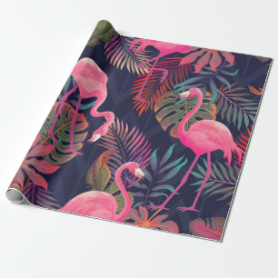 Schitterend naadloos tropisch patroon met roze fla cadeaupapier