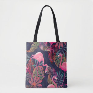 Schitterend naadloos tropisch patroon met roze fla tote bag