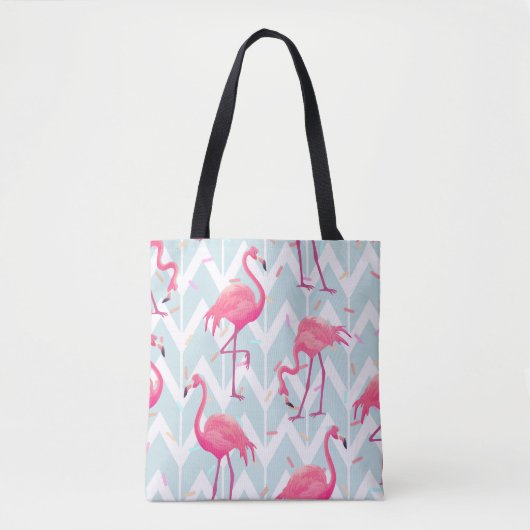 Schitterend naadloos tropisch patroon met roze fla tote bag (Voorkant)
