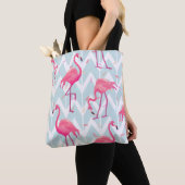 Schitterend naadloos tropisch patroon met roze fla tote bag (Dichtbij)