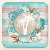 Schitterend ontwerp voor Seashell en Beach Kartonnen Onderzetters (Voorkant)