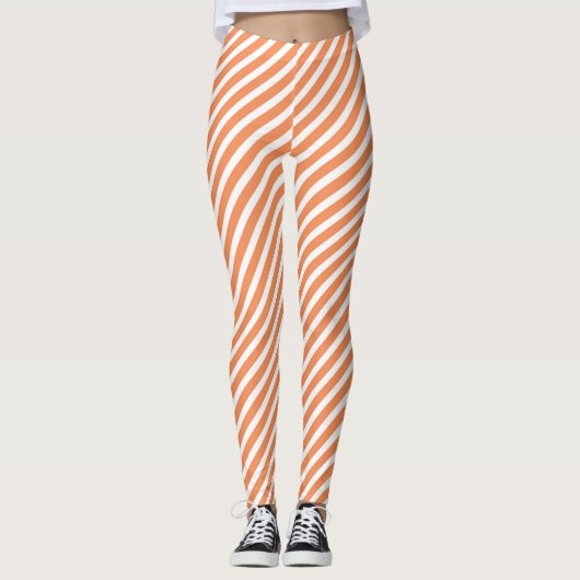 Schitterend Oranje en gestreept legen Leggings (Voorkant)