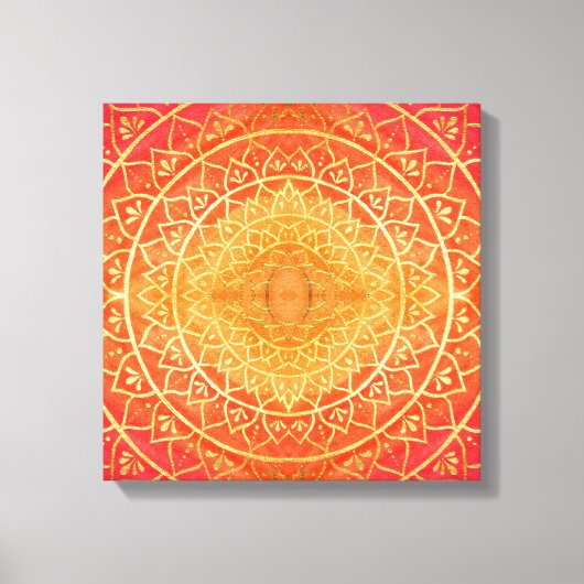Schitterend Oranje Goud Rood Mandala Patroon Canvas Afdruk (Voorkant)