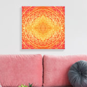 Schitterend Oranje Goud Rood Mandala Patroon Canvas Afdruk (Insitu (Woonkamer))